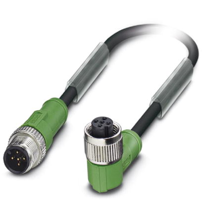 Phoenix Contact M12 to M12 Cordset; SAC-5P-M12MS/1.5-PUR/M12FR; Female Right Angle to Male Straight; 5-Pin; 5-Wire to 5-Pin; 1.5m PUR Cable
